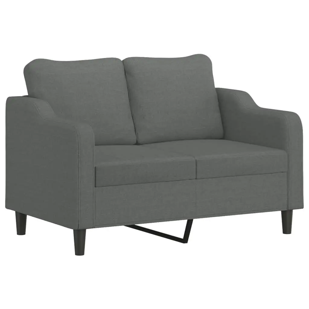 2 Piece Sofa Set with Pillows Grey Fabric Lounge Suite Comfortable Seating