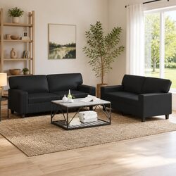 Chic Black 2-Piece Sofa Set to Elevate Your Living Space