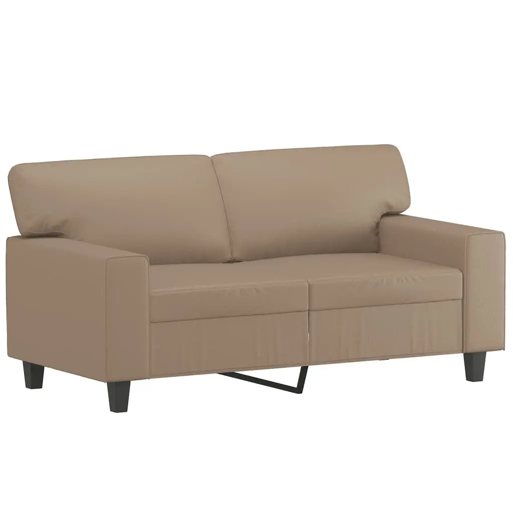 2 Piece Sofa Set Brown Faux Leather Living Room Lounge Suite Couch Seating