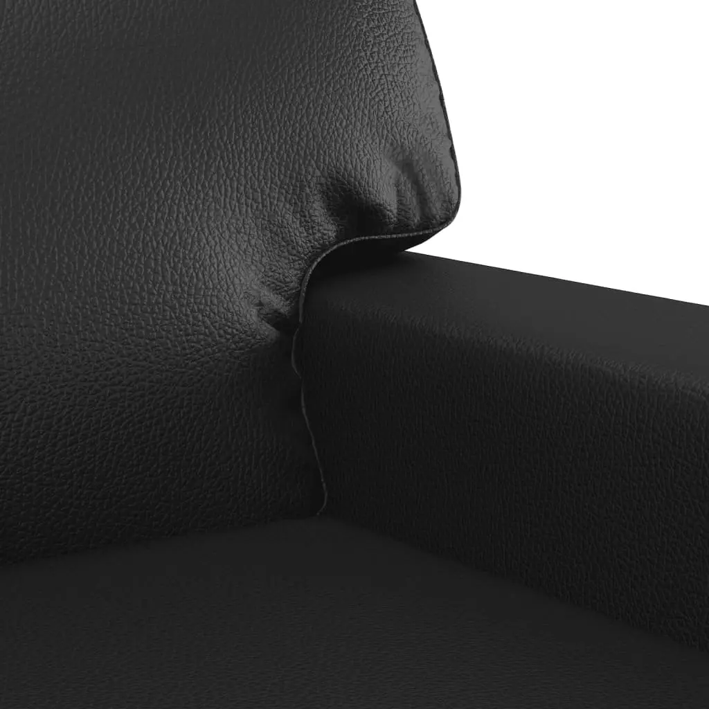 2 Piece Black Sofa Set Faux Leather Upholstery Sturdy Frame with Throw Pillows