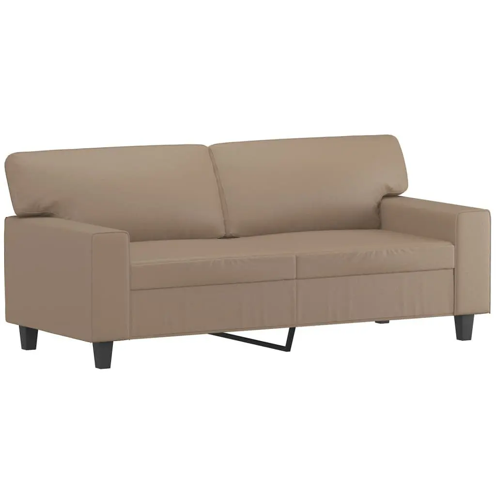 2 Piece Sofa Set Brown Faux Leather Upholstery with Throw Pillows
