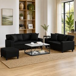 Elegant Living Room 3 Piece Sofa Set with Comfort Pillows