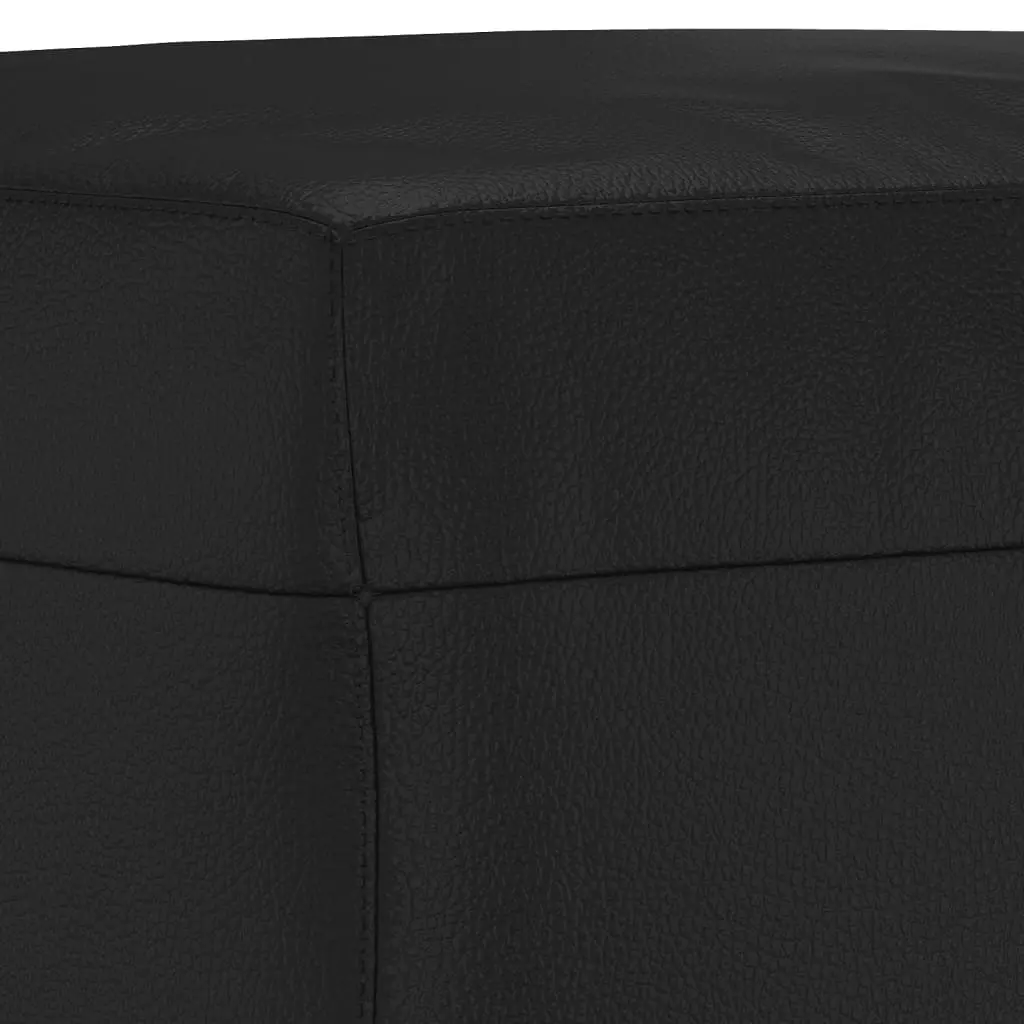 3 Piece Sofa Set with Throw Pillows and Footstool Black Faux Leather Living Room