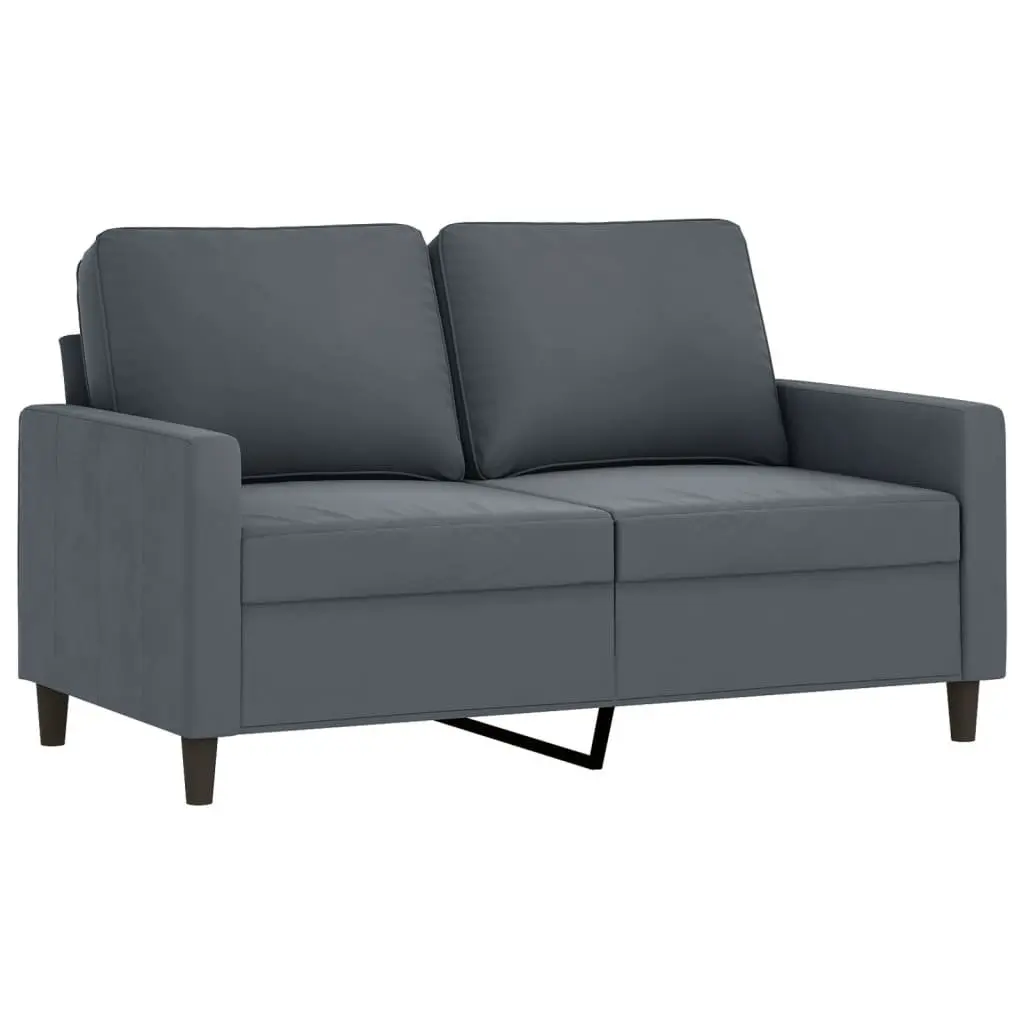 3 Piece Sofa Set Grey Velvet Sectional Lounge Suite with Pillows Living Room