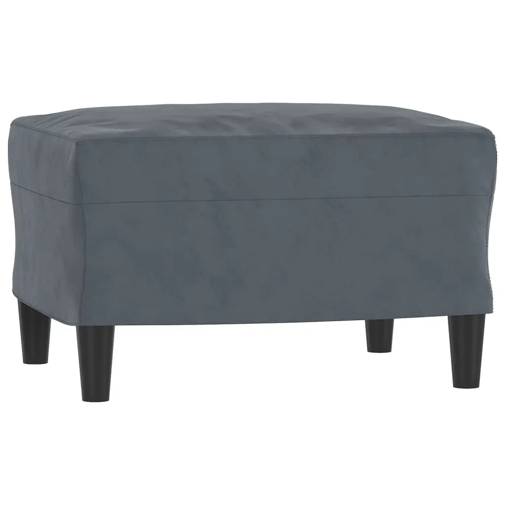 3 Piece Sofa Set Grey Velvet Lounge Suite with Footstool Living Room Furniture