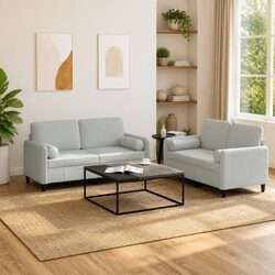 Stylish 2 Piece Sofa Set in Grey Velvet for Your Home