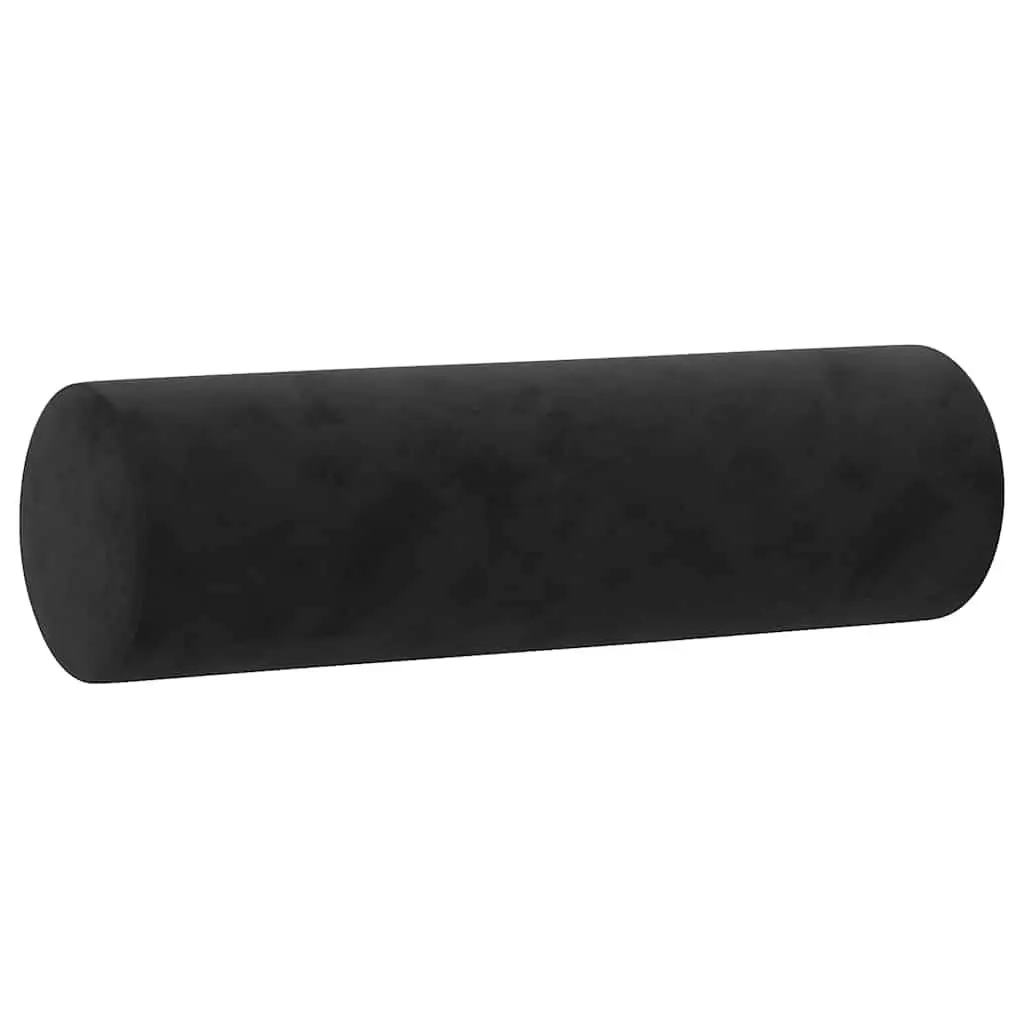 2 Piece Sofa Set Black Velvet Furniture Living Room Couch with Roll Pillows