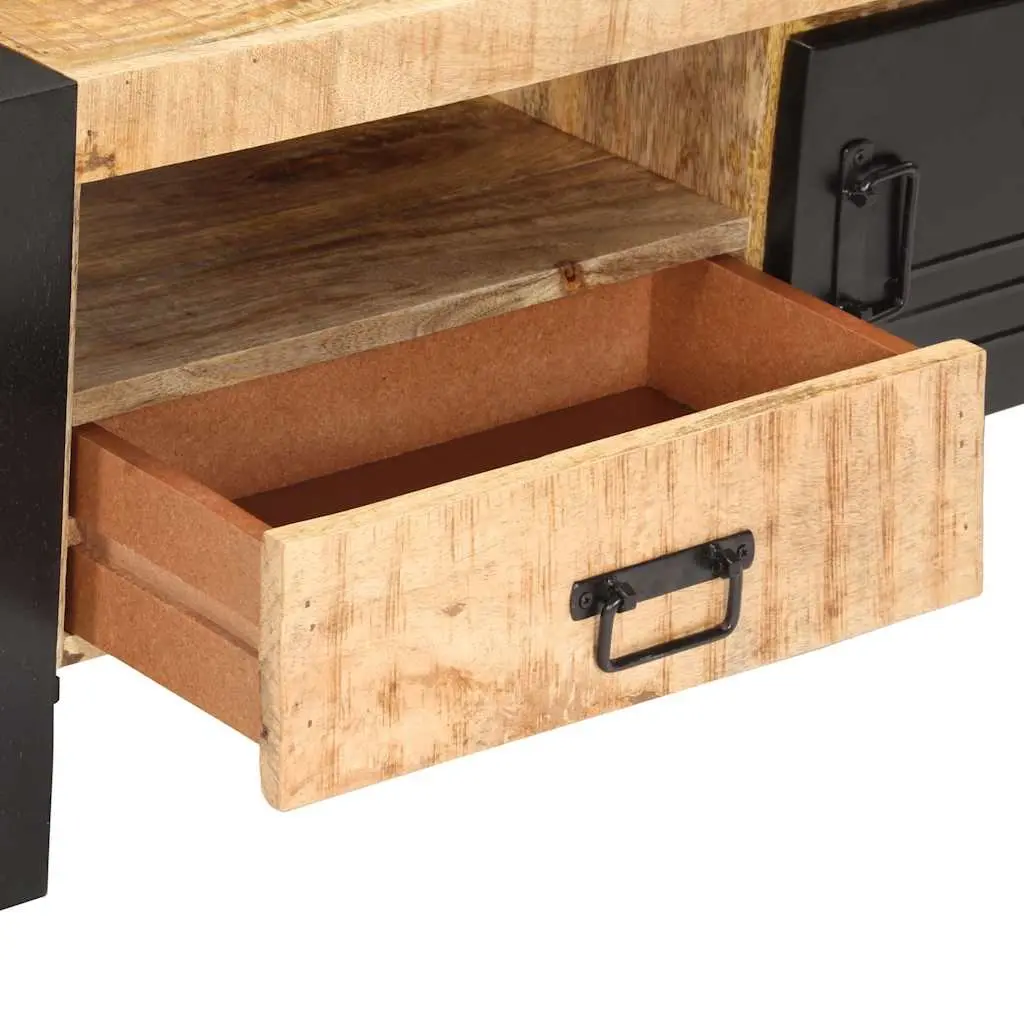 Coffee Table 100x50x40cm Industrial Style Solid Mango Wood with Storage Door Drawer Shelf