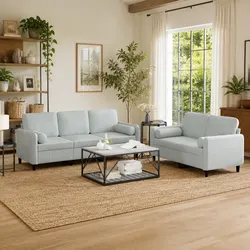 Enhance Your Living Space with Light Grey Velvet Sofa Set