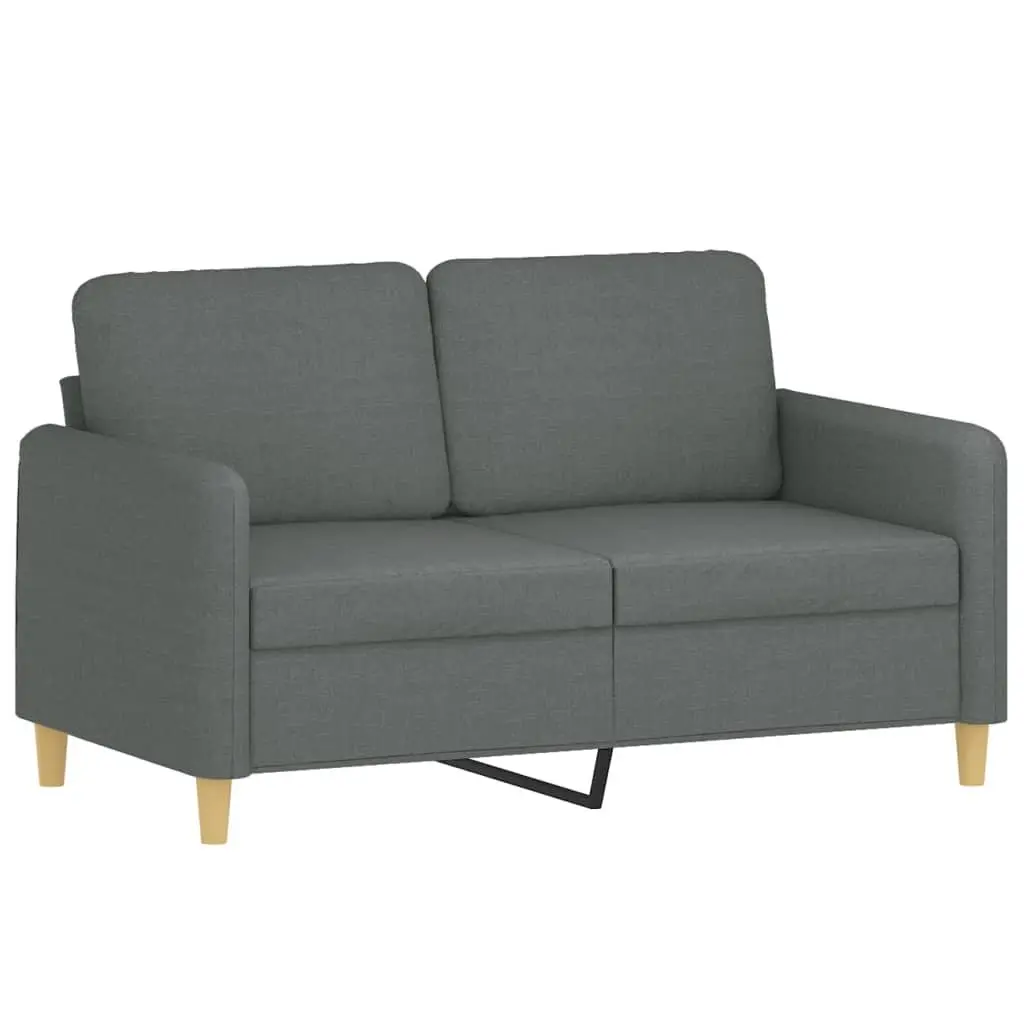 4 Piece Grey Fabric Sofa Set with Footstool and Throw Pillows for Living Room