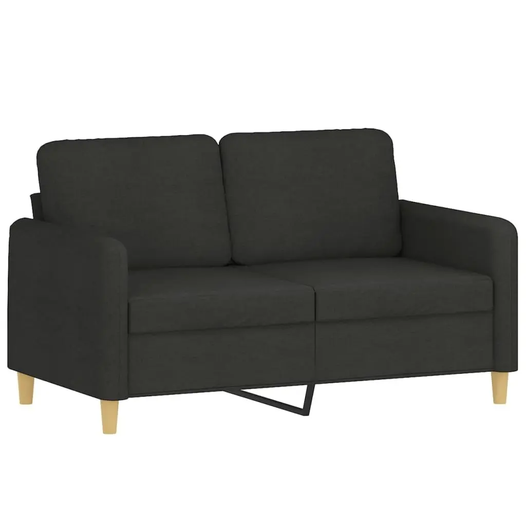 4 Piece Sofa Set Black Fabric Couch with Throw Pillows Footstool