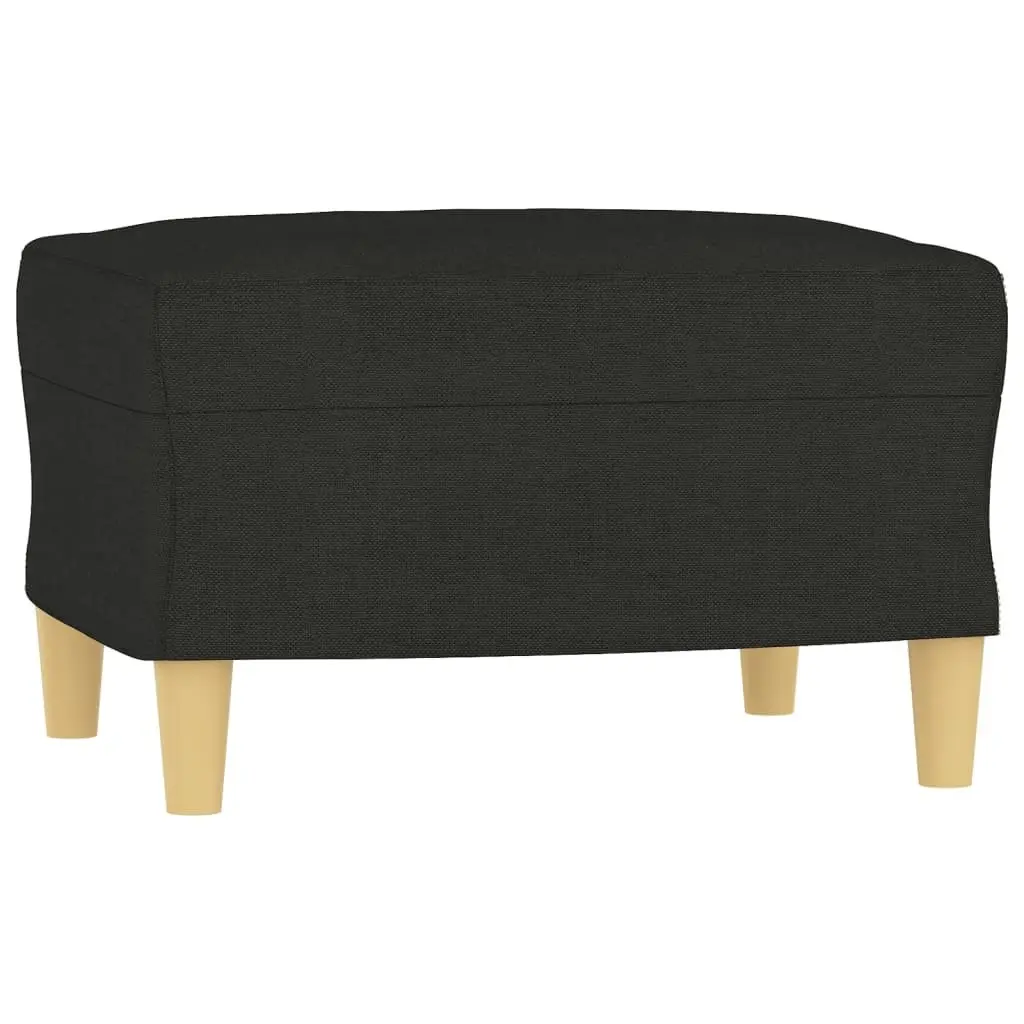 4 Piece Sofa Set Black Fabric Couch with Throw Pillows Footstool
