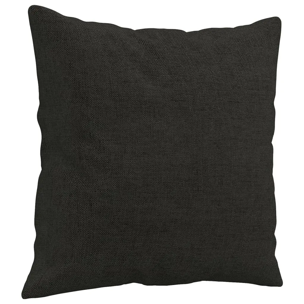 4 Piece Sofa Set Black Fabric Couch with Throw Pillows Footstool