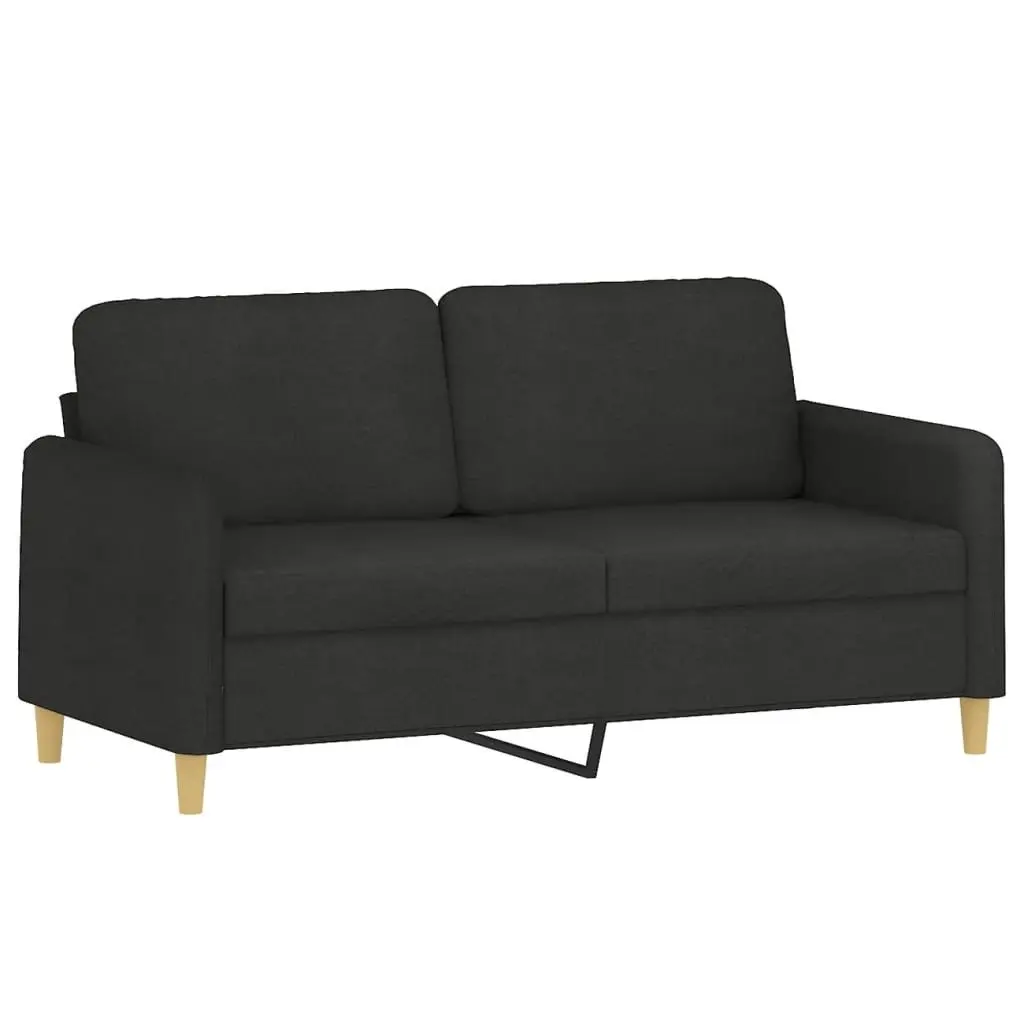 2 Piece Sofa Set Black Fabric Couch Durable Upholstery