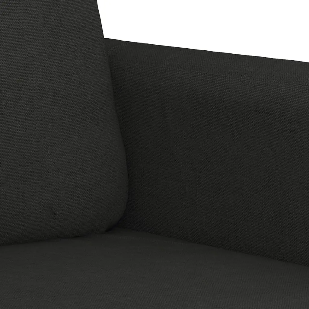 2 Piece Sofa Set Black Fabric Couch Durable Upholstery