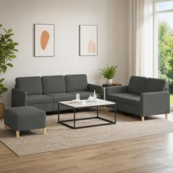 Elegant Grey Fabric Sofa Set 3 Piece Living Room Ensemble