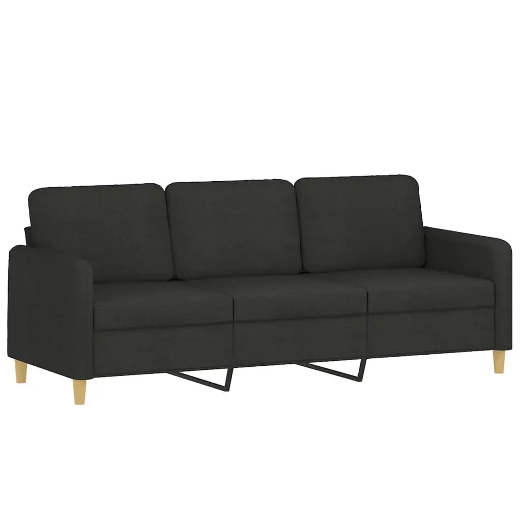 2 Piece Sofa Set Black Fabric Couch Durable Construction Thickly Padded Seat