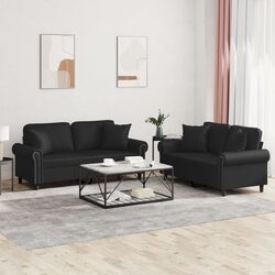Stylish Black Faux Leather Sofa Set for Your Living Room