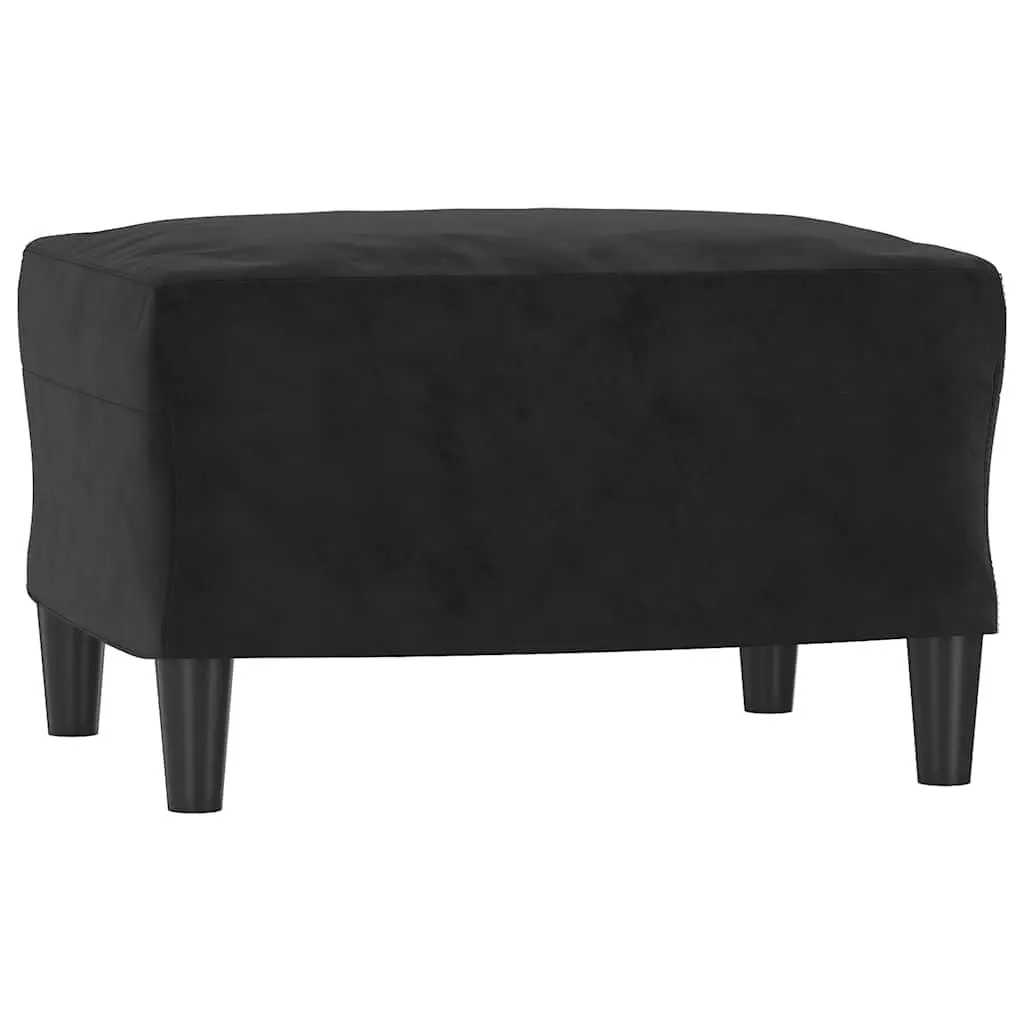 3 Piece Sofa Set with Cushions Black Velvet Living Room Furniture Couch
