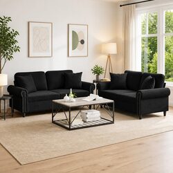 Black Velvet 2 Piece Sofa Set to Elevate Your Living Space