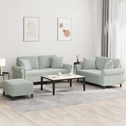 Grey Velvet Sofa Set