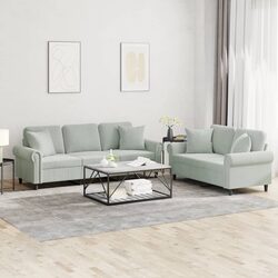 Grey Velvet Sofa Set