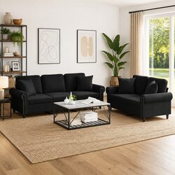 Enhance Your Living Space with Black Velvet Sofa Set