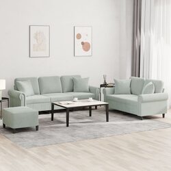 Grey Velvet Sofa Set for a Cozy Living Room