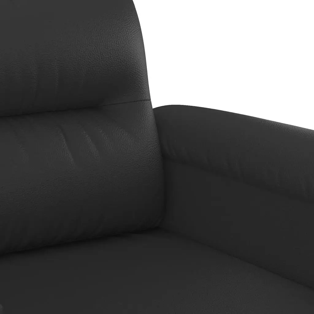 2 Piece Sofa Set with Throw Pillows Black Faux Leather Living Room Furniture
