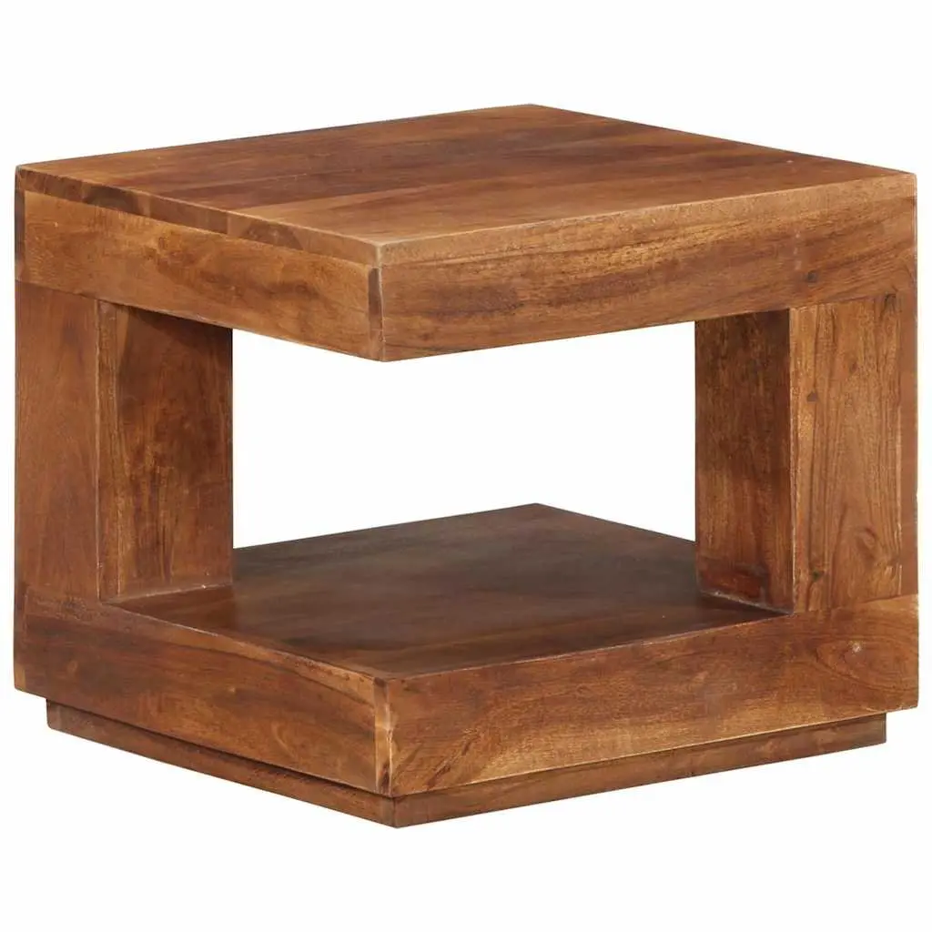 Coffee Table 45x45x40 cm Solid Acacia Wood Vintage Style with Storage Shelf Brown