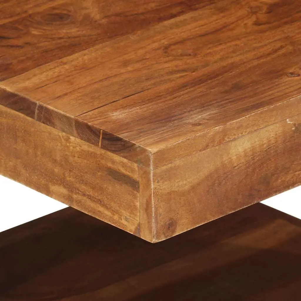 Coffee Table 45x45x40 cm Solid Acacia Wood Vintage Style with Storage Shelf Brown