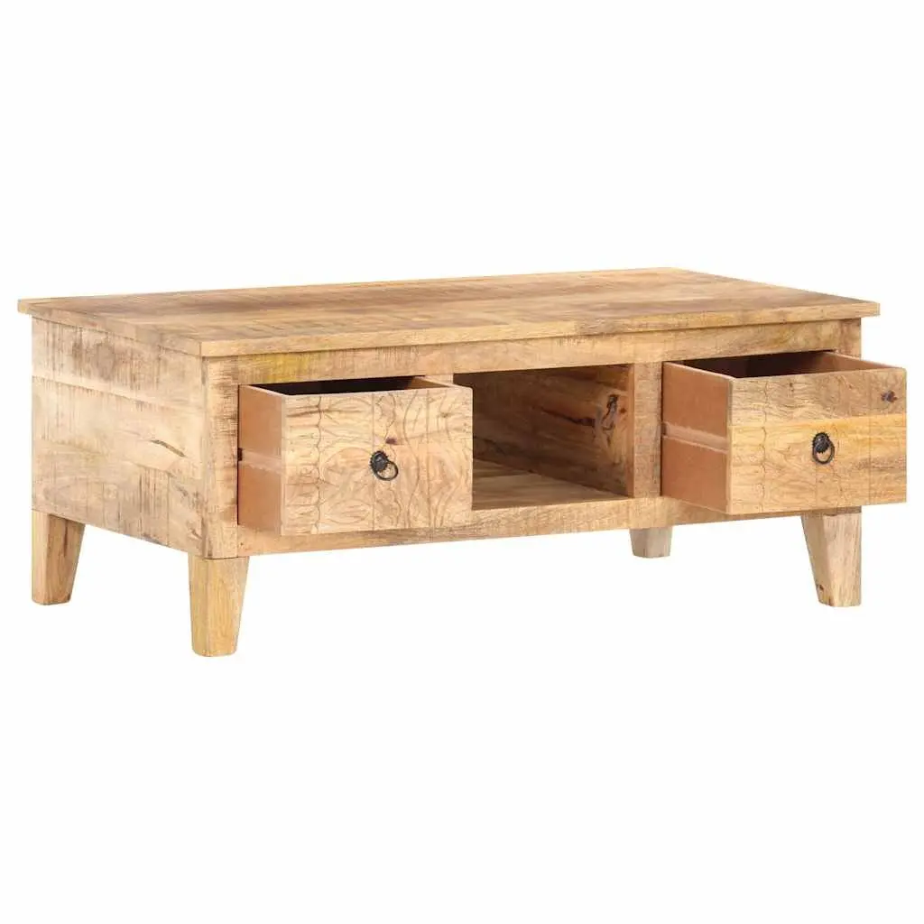 Coffee Table 100x55x40 cm with Drawers and Storage Compartment Solid Mango Wood Living Room Furniture