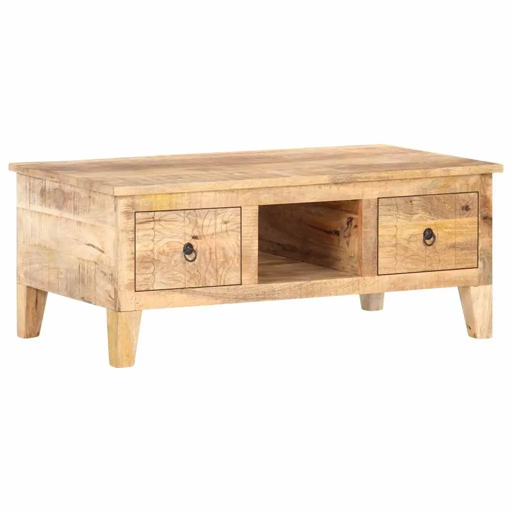 Coffee Table 100x55x40 cm with Drawers and Storage Compartment Solid Mango Wood Living Room Furniture