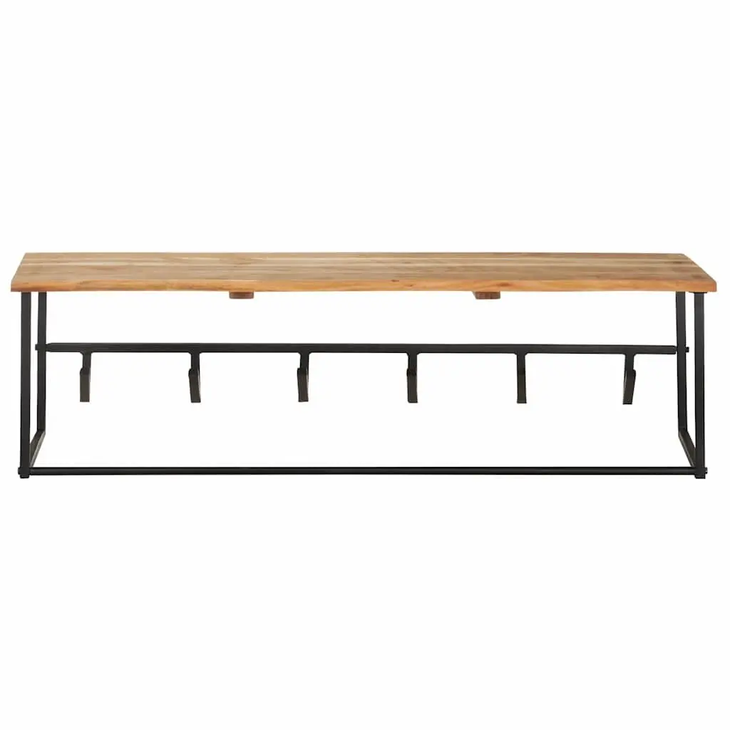 Wall Mounted Coat Rack with Shelf and 6 Hooks Solid Acacia Wood Brown