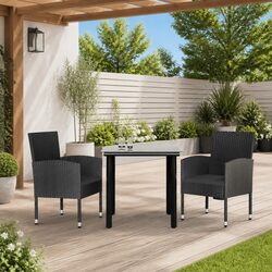 Stylish Outdoor Patio Dining Set 3 Piece Black Rattan