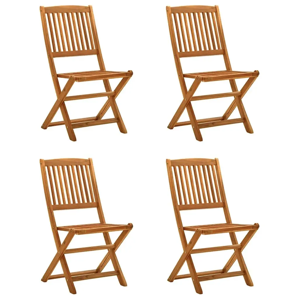 5 Piece Solid Acacia Wood Folding Dining Set Outdoor Furniture Brown