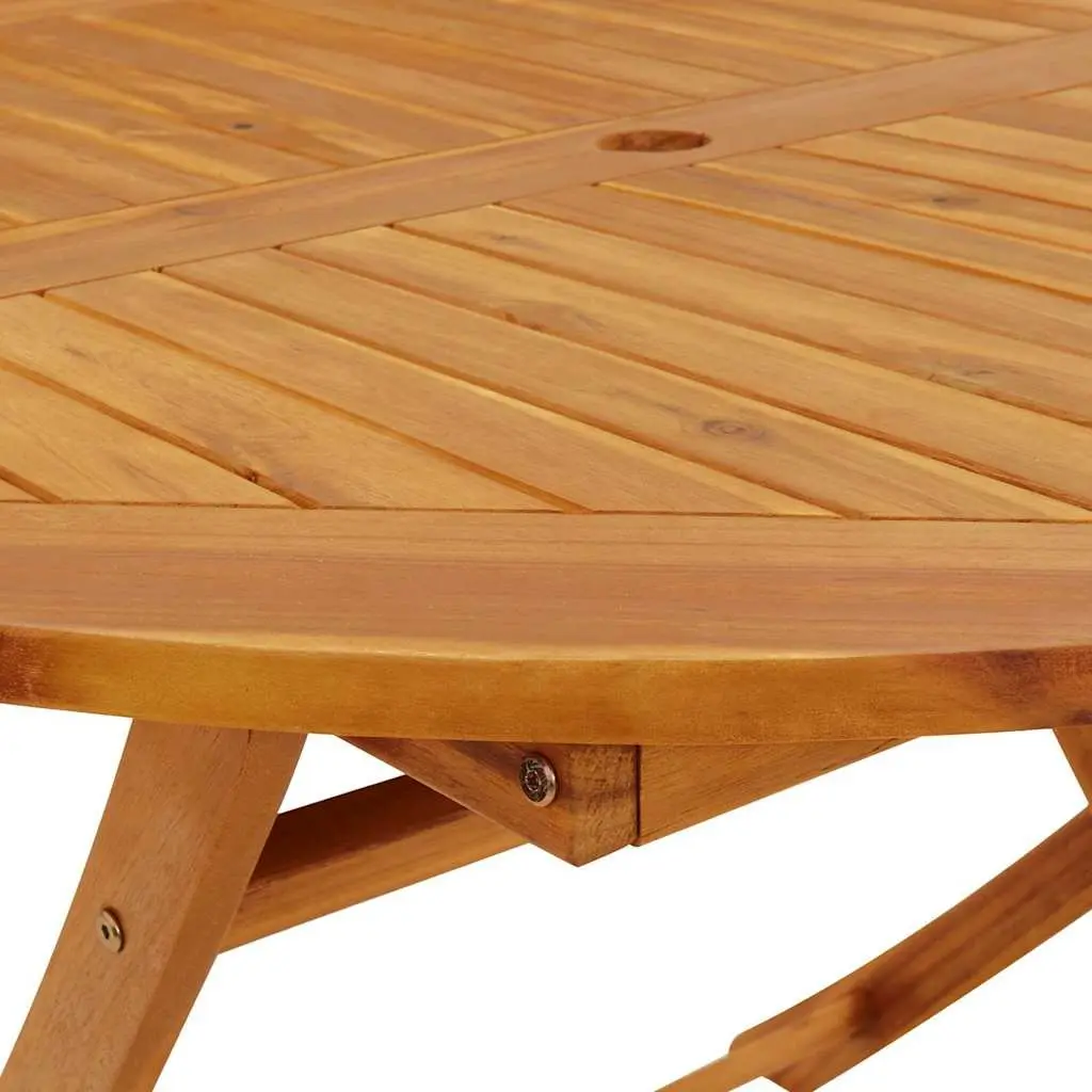 5 Piece Solid Acacia Wood Folding Dining Set Outdoor Furniture Brown