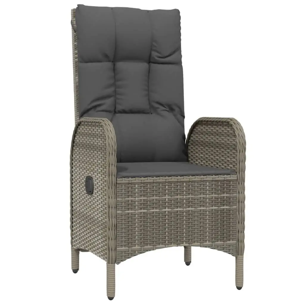 Garden Dining Set 4 Piece Grey Poly Rattan Table Chairs Bench with Cushions