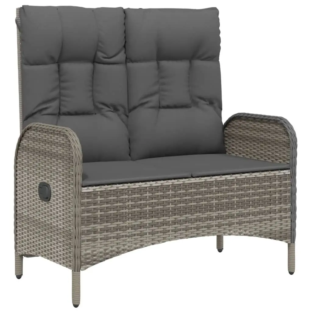 Garden Dining Set 4 Piece Grey Poly Rattan Outdoor Furniture with Reclining Function