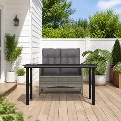 Elegant Outdoor Dining Set 2 Piece Grey Poly Rattan