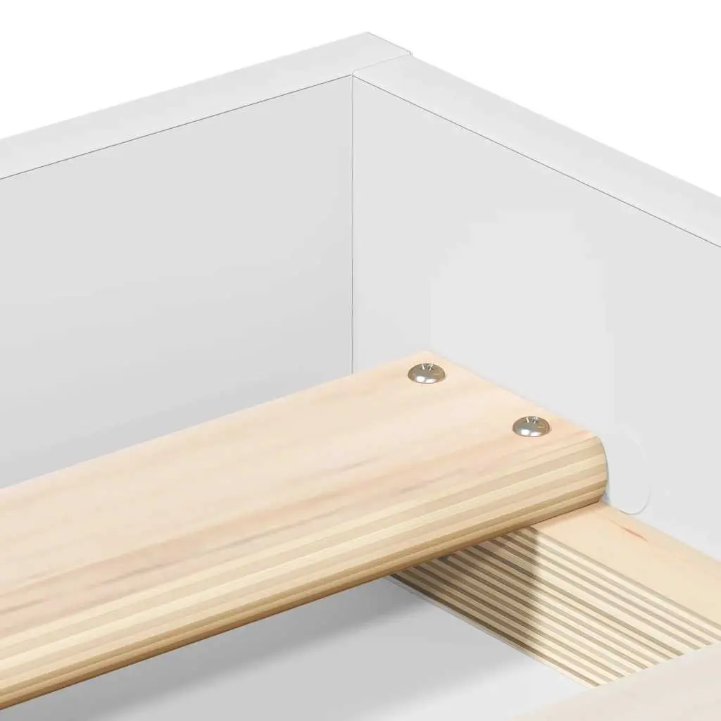 Bed Frame 135x190 cm White Modern Storage Engineered Wood