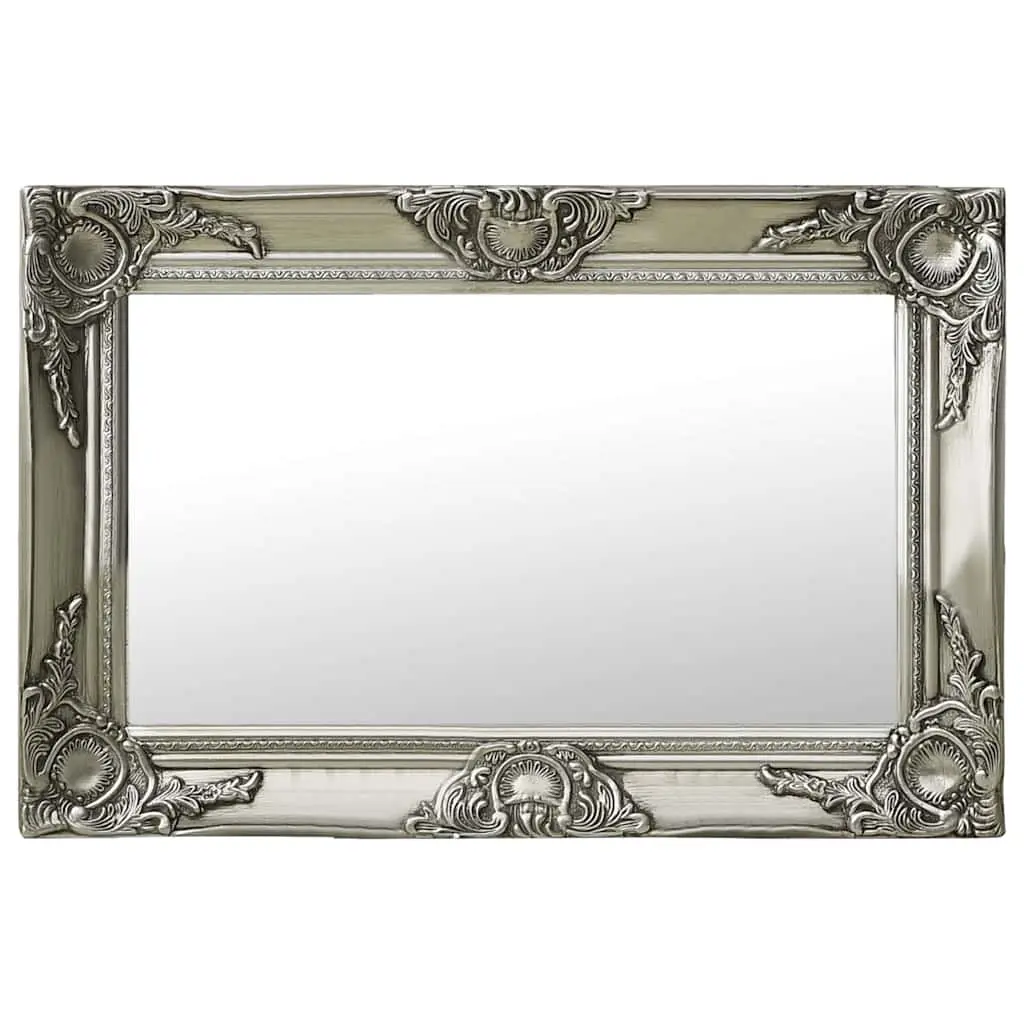 Wall Mirror 60x40 cm Baroque Style Silver Ornate Frame Decor