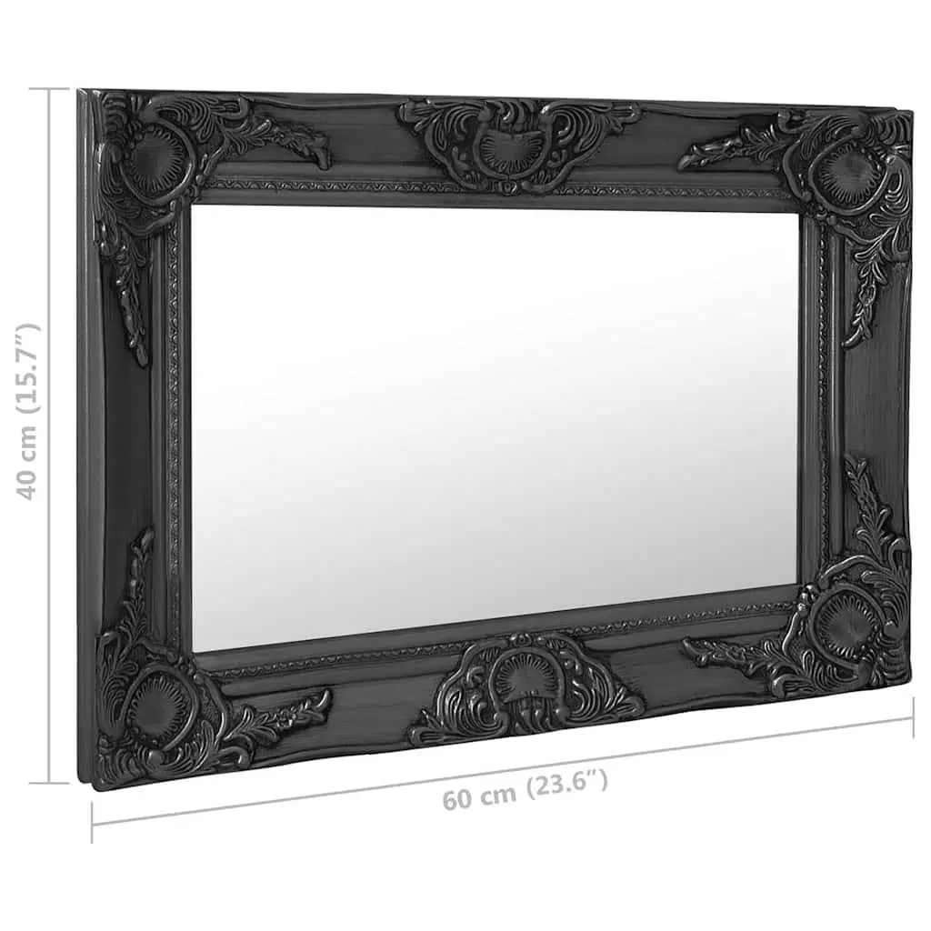 Wall Mirror 60x40 cm Black Ornate Frame Baroque Style Decor