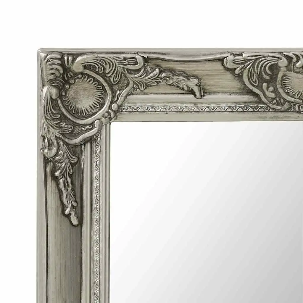 Wall Mirror 60x60 cm Baroque Style Silver Frame Ornate Decor