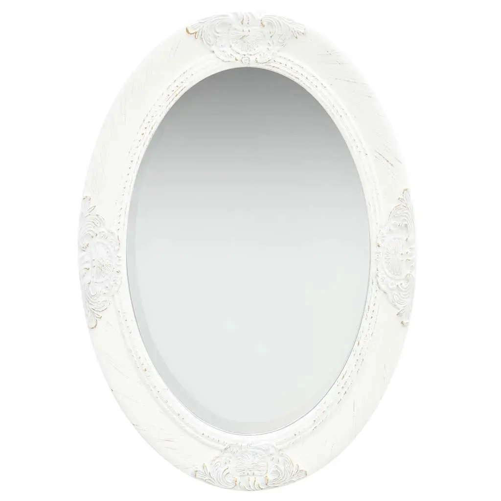 Wall Mirror 50x70 cm Ornate Baroque Style White Wooden Frame