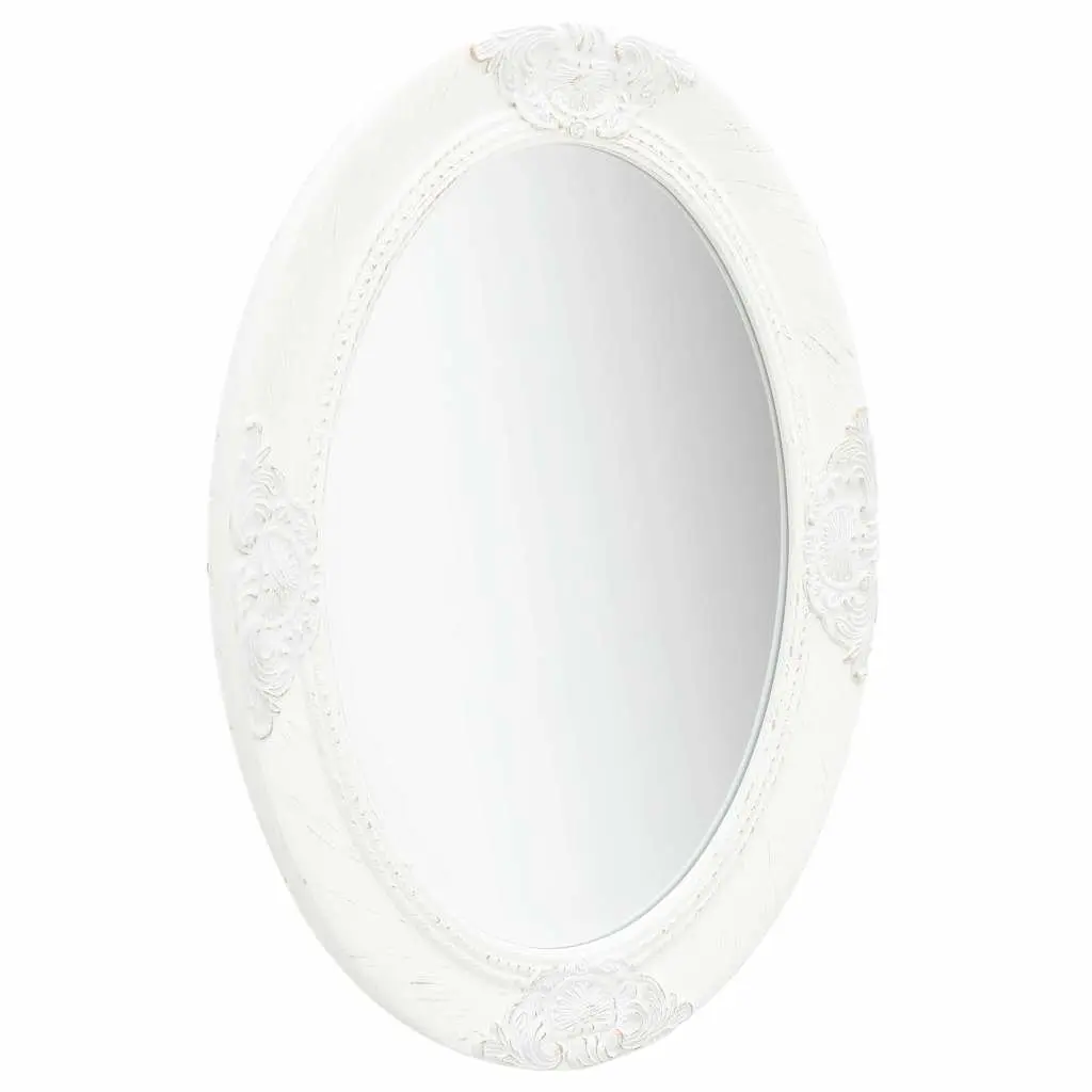 Wall Mirror 50x70 cm Ornate Baroque Style White Wooden Frame