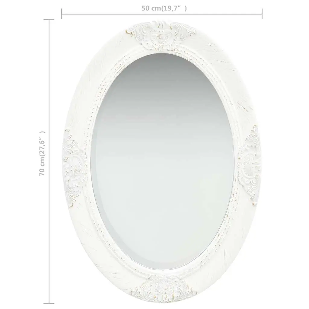 Wall Mirror 50x70 cm Ornate Baroque Style White Wooden Frame