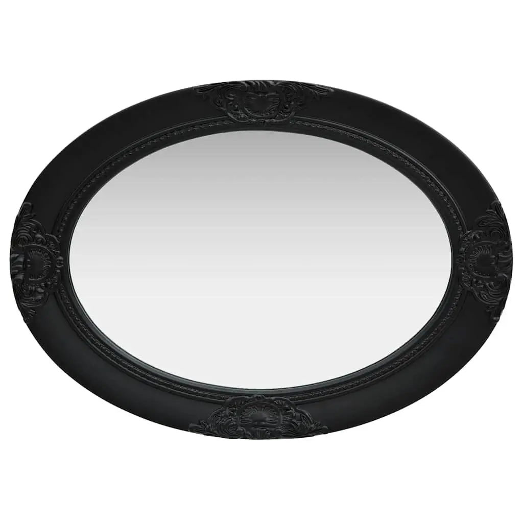 Wall Mirror 50x70 cm Baroque Style Ornate Frame Black Decor