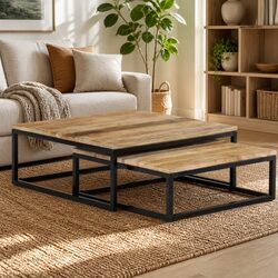 Stylish Wooden Nesting Coffee Tables for Living Room