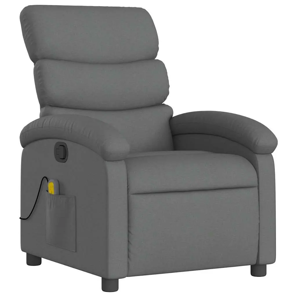 Recliner Chair Dark Grey Fabric Manual Vibration Massage Armchair with Padded Seating